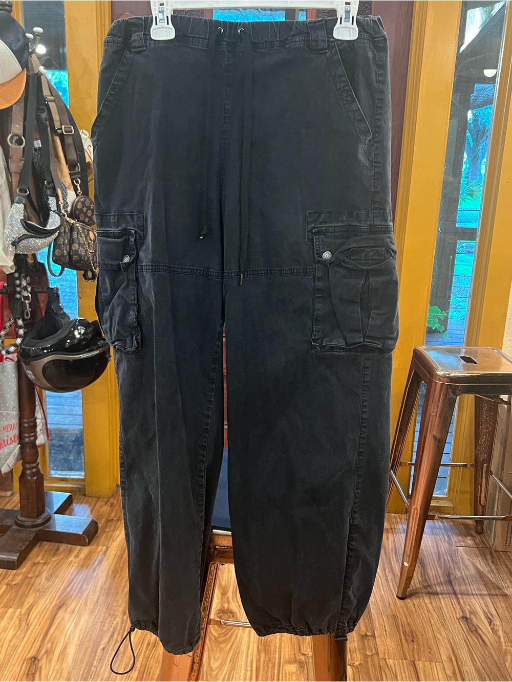 Steve Madden Black Cargo Jogger Pants